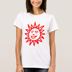 Von Hand gezeichnet Sun Motif - Rot T-Shirt