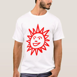 Von Hand gezeichnet Sun Motif - Rot T-Shirt