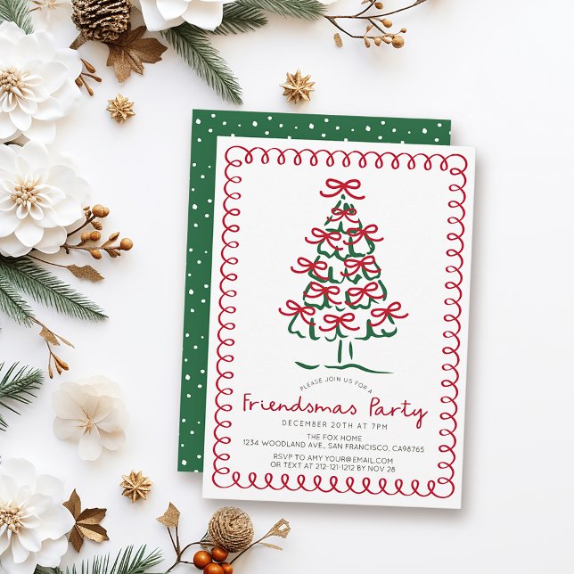 Von Hand gezeichnet Weihnachtsbaum Friendsmas Feie Einladung (Von Creator hochgeladen)