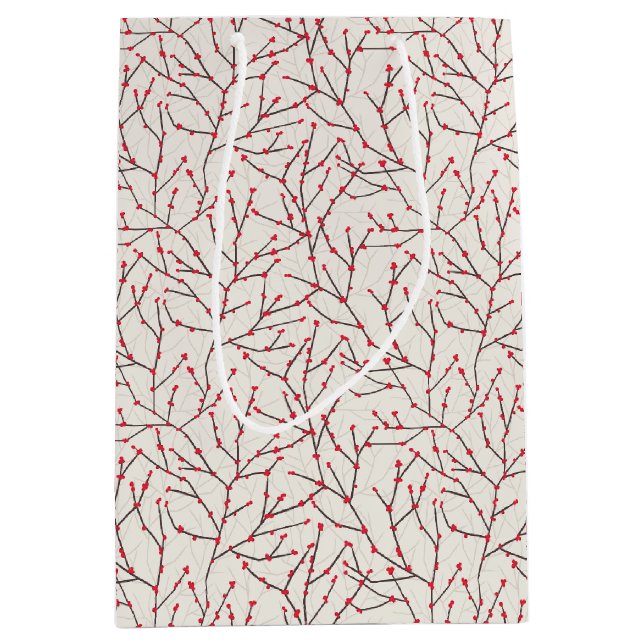 Von Hand gezeichnet Winterberry Branches Mittlere Geschenktüte (Vorderseite)