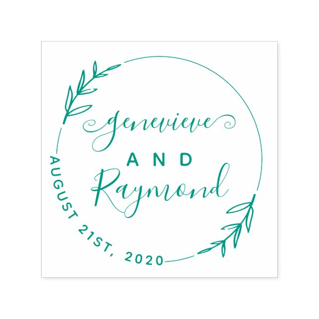 Von Hand Gezeichnet Wraath & Modern Script Wedding Permastempel (Design)