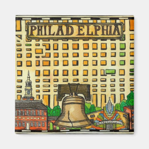 Von Hand gezeichnete Philadelphia-Karte Magnet
