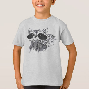Von Hand gezeichneter Waldtiertier-Waschbär T-Shirt