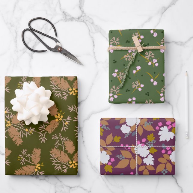 Von Herbst bis Winter: Wrapping Paper Sie Geschenkpapier Set (Vorderseite)