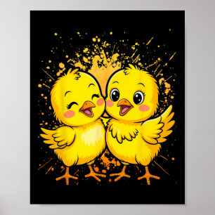 Von Hühner Chick Bauernhof Mädchen Poster