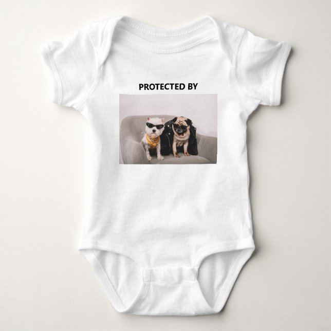 Von Hunden geschütztes sonniges Foto Baby Strampler (Vorderseite)