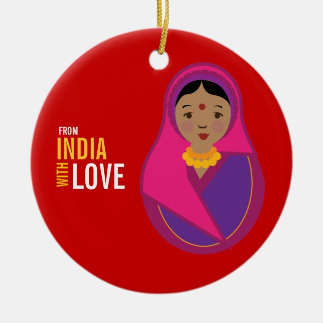 Von Indien mit Liebe-Adoptions-Andenken Keramikornament (Vorne)