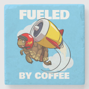 Von Kaffee gefickt, flatternder Tortoise Cartoon Steinuntersetzer