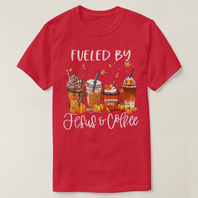 Von Kaffee gespeist, Jesus Coffein Lover Dank T-Shirt (Design vorne)
