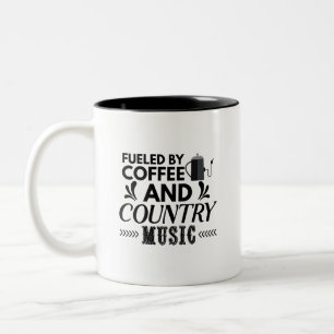 Von Kaffee und Country Musik gespeist Zweifarbige Tasse