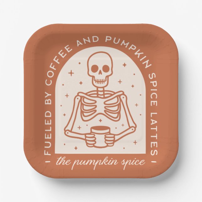 Von Kaffee und Pumpkinspülung gespeist Pappteller (Vorderseite)
