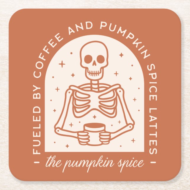 Von Kaffee und Pumpkinspülung gespeist Rechteckiger Pappuntersetzer (Vorderseite)