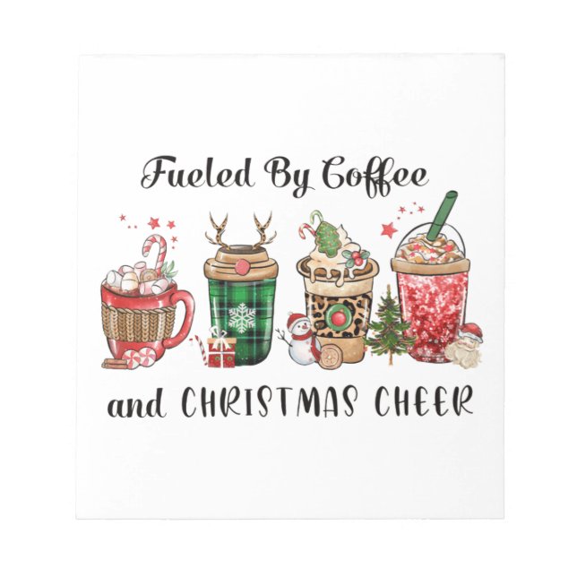 Von Kaffee und Weihnachtsgeschenk gespeist Notizblock (Vorderseite)