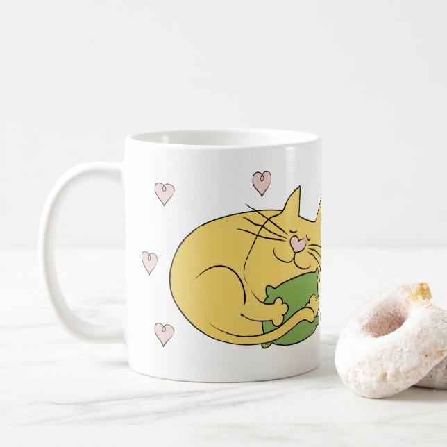 Von Katzen gezüchtete soziale Distanzierung Kaffeetasse (Mit Donut)