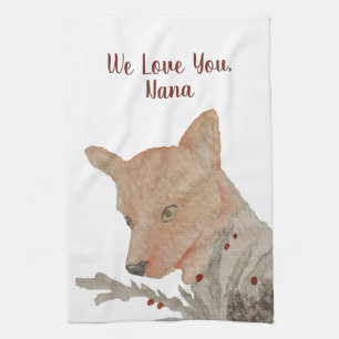 Von Kids Grandma Grandparent Christmas Fox Geschirrtuch