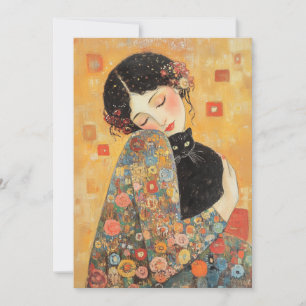 von Klimt Inspiriert Frauen und Katze Einladung
