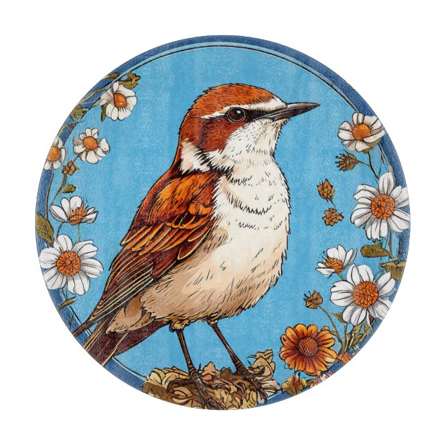 Von lebendigen Blume Gerahmter Vogel Schneidebrett (Vorderseite)