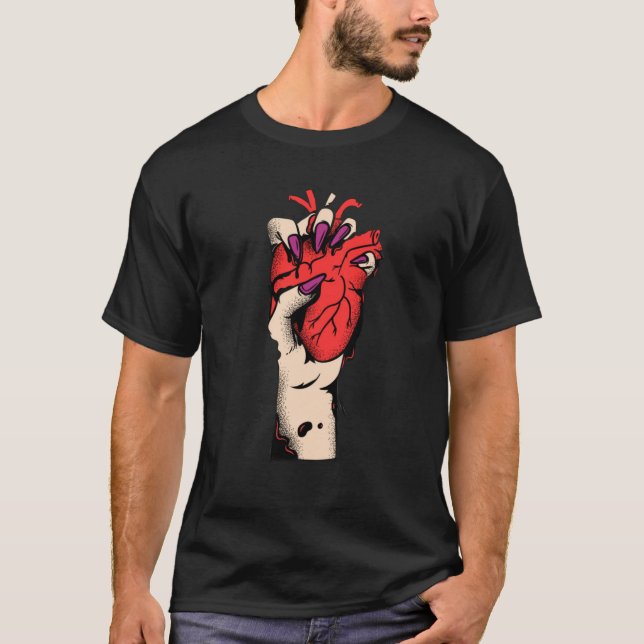 Von Liebe angefasst Herz Print T-Shirt (Vorderseite)