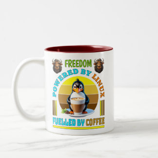 Von Linux angetrieben - mit Kaffee gespeist Zweifarbige Tasse