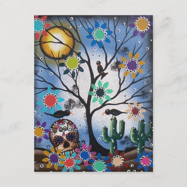 von Lori Everett_ Day of the Dead, Mexican, Skull, Postkarte (Vorderseite)