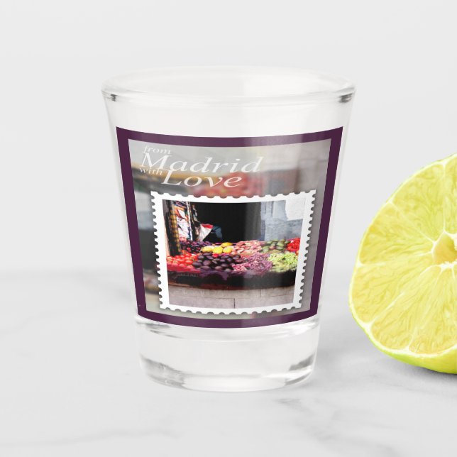 Von Madrid mit der Liebe Schnapsglas (Vorderseite)