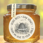 Von meinem Bienenstock zu Ihrem Tisch Vintages Ske Runder Aufkleber<br><div class="desc">Dieser hübsche Vintage Skep mit bearbeitbarem Text funktioniert wunderbar als Jar Cap Logo für Honey Jar Lids.</div>