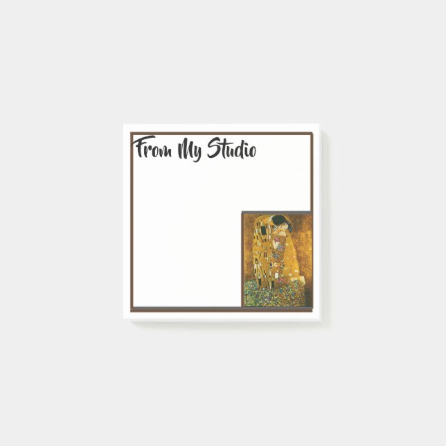Von meinem Studio, Klimt, dem Kuss Post-it Klebezettel (Vorderseite)