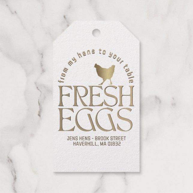 Von meinen Hühnern bis zu Ihrem Tisch FRISCHER EGG Geschenkanhänger (Rückseite)