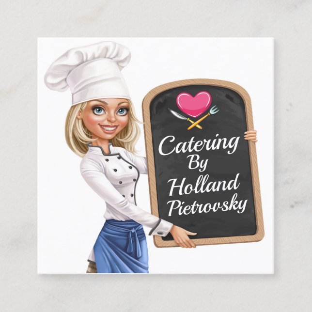 Von meiner Küche / Caterer / Zuhause gekocht Quadratische Visitenkarte (Vorderseite)