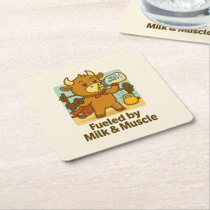 Von Milch & Muskeln gespeist - Bullio der Held Rechteckiger Pappuntersetzer