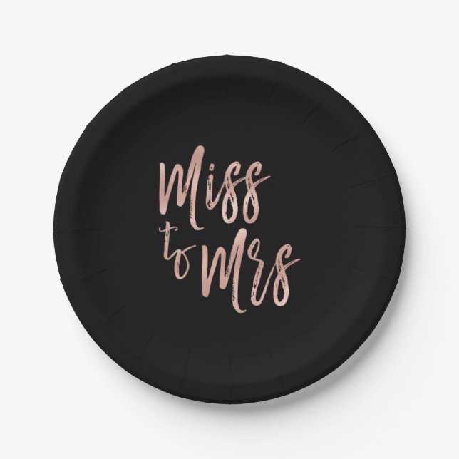 Von Miss zu Mrs. Brautparty Rose Gold Foil Pappteller (Vorderseite)