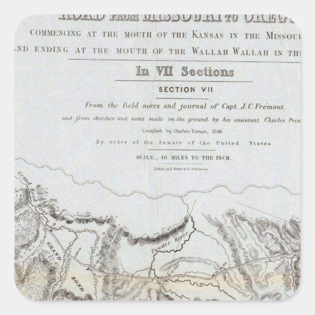Von Missouri nach Oregon Quadratischer Aufkleber (Vorderseite)