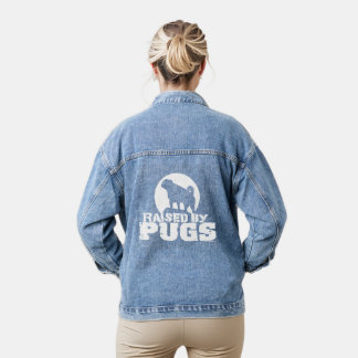 VON MOPSEN GROSSGEZOGEN Lustiges Mops-Fan-T-Shirt Jeansjacke