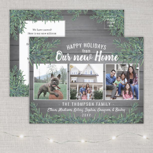 Von New Home 3 Foto Weihnachtsgrün & Holz Feiertagspostkarte