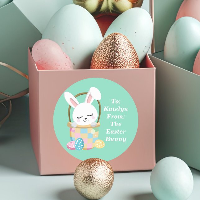 Von Ostern Niedliche Pastel Grün Kinder Geschenk Runder Aufkleber (Von Creator hochgeladen)