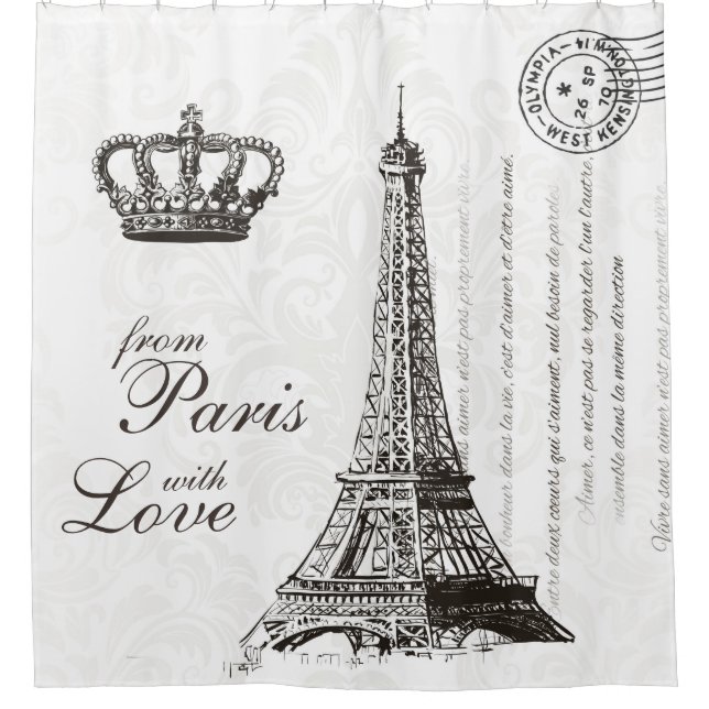 Von Paris mit Liebe-Schwarzweiss-Reise-Dekor Duschvorhang (Vorderseite)