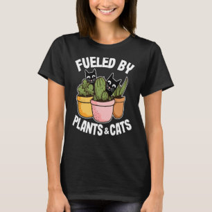 Von Pflanzen Angetriebene Katzen Kaktus Gärtnerin T-Shirt