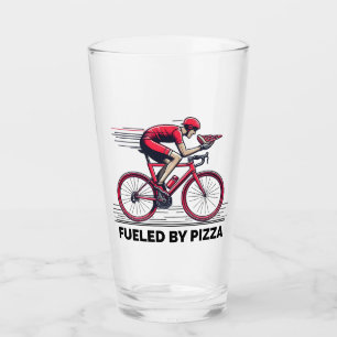 Von Pizza angetriebener Radfahrer Glas