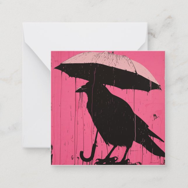 Von Puddles bis Präzision: Minimalistische Crow Mitteilungskarte (Vorderseite)