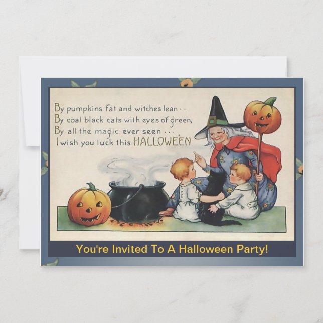 Von Pumpkin fat Vintagen Halloween Gedicht Einladu Einladung (Vorderseite)