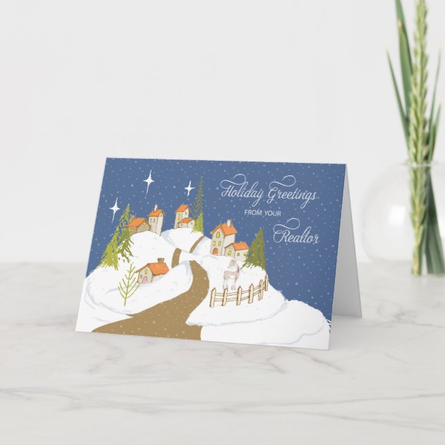 Von Realtor Weihnachten gemütliche Häuser im Schne Karte (Vorderseite)