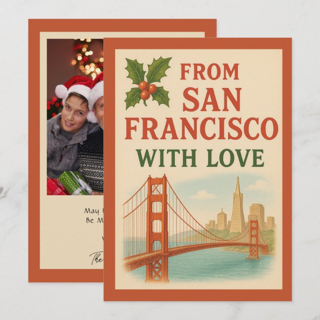 Von San Francisco aus mit Liebe Custom Christmas Karte (Vorne/Hinten)