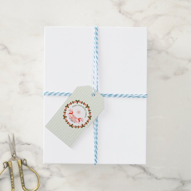 von Santa-Aufklebern Geschenkanhänger (Mit Garn)