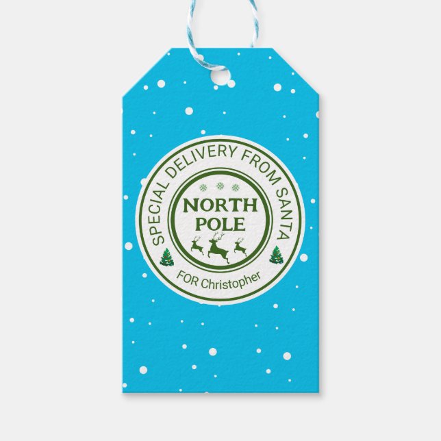 von Santa-Aufklebern Nordpol Geschenkanhänger (Vorderseite)