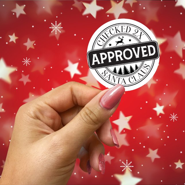 Von Santa Claus Black and White Christmas genehmig Runder Aufkleber (Approved by Santa Claus Black and White Christmas Classic Round Sticker)