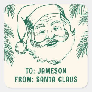Von Santa Claus Doodle Weihnachten Quadratischer Aufkleber