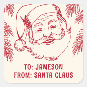 Von Santa Claus Doodle Weihnachten Quadratischer Aufkleber
