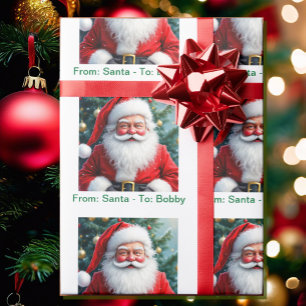 Von Santa für Kinds Namen ein besonderes Weihnacht Geschenkpapier