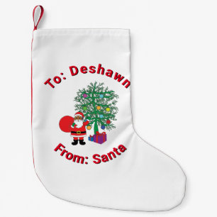 Von Santa Individuelle Name Afroamerikanischer Wei Kleiner Weihnachtsstrumpf