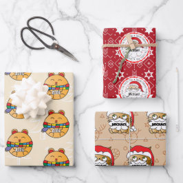 Von Santa Niedlich Cat Funny Hamster Wrapping Pape Geschenkpapier Set